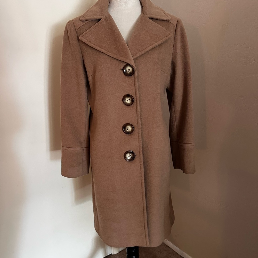 Kors Michael Kors Tan Coat with Statement Buttons